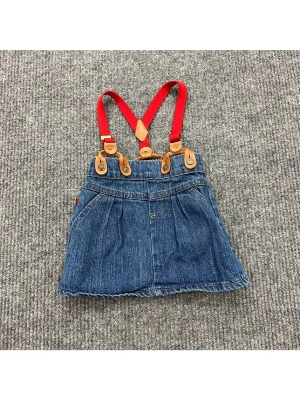 VTG Levis Denim Suspender Skirt 100% Cotton Overall USA Made Girls sz 24 Months